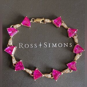 Vintage Ross Simons Gold over 925 sterling silver pink sapphire Bracelet